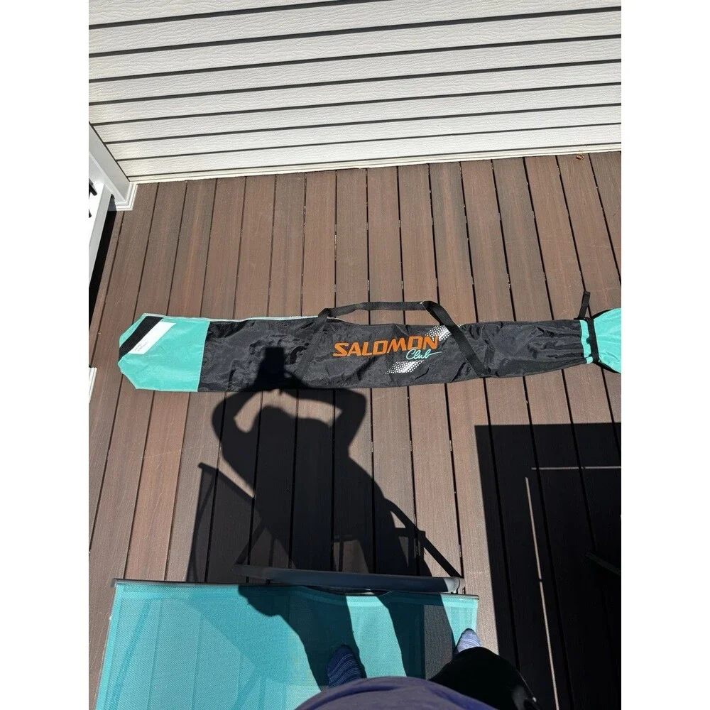 Vintage Neon Retro 90’s Teal Orange Black Salomon Club Ski Bag 83.5” x 12.25”